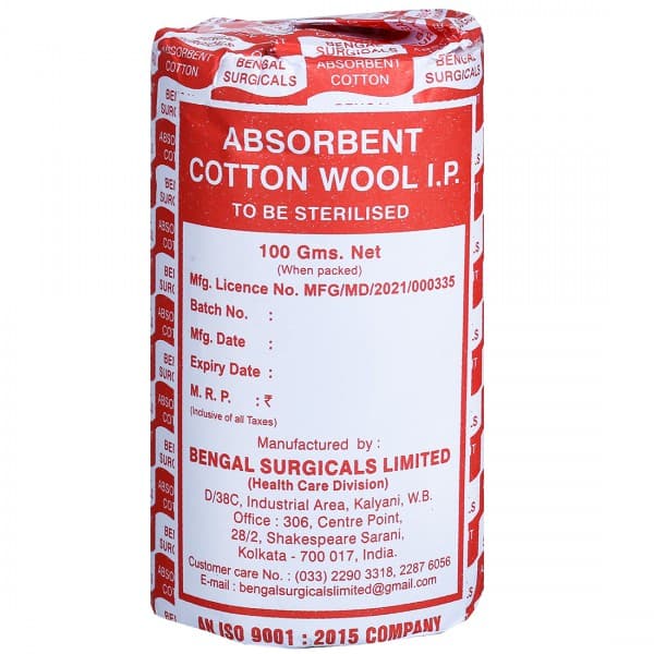 Cotton Wool Absorbent (B.S) Net 100 g