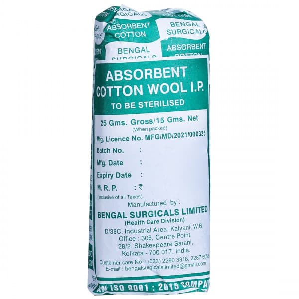 Cotton Wool Absorbent (B.S) Green Gross 25 g