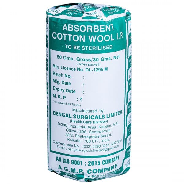 Cotton Wool Absorbent (B.S) Green Gross 50 g