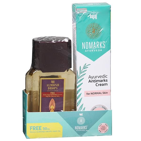 Bajaj Nomarks Ayurvedic Antimarks Cream For Normal Skin (Free Bajaj Hair Oil 50 ml) 25 g