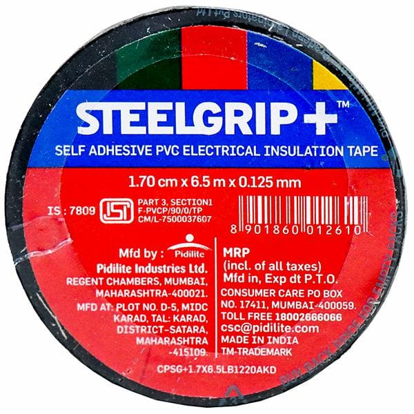 Steelgrip+ Black Tape (1.70 cm x 6.5 m x 0.125 mm)