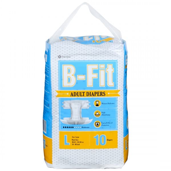B Fit Moderate Adult Diapers L Pack Of 10