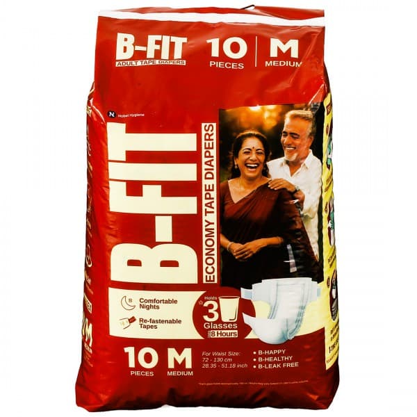 B Fit Economy Adult Tape Diapers M Pack Of 10