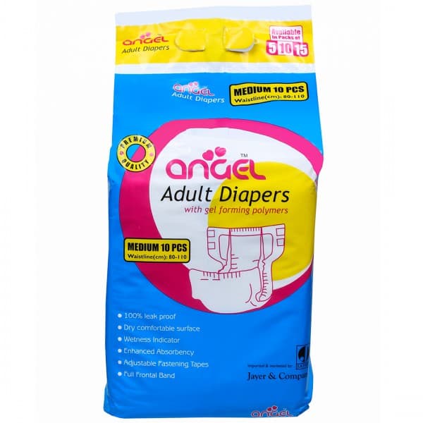 Angel Premium Quality Adult Diapers M (Pack Of 10)