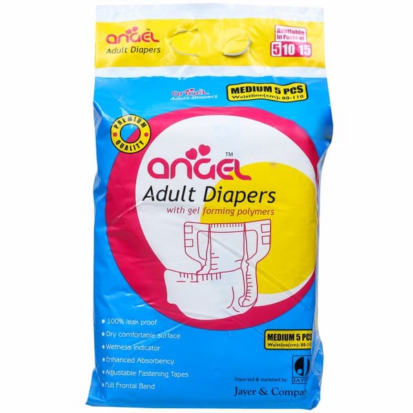Angel Premium Quality Adult Diapers M Pack Of 5
