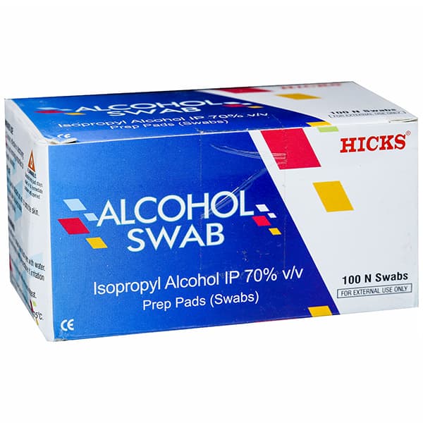 Alcohol Swab 70% Hicks Prep Pads Pack of 100