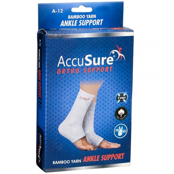 AccuSure Ortho Support Bamboo Yarn Ankle Support L Pack Of 2
