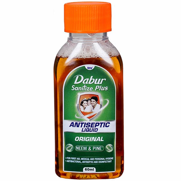 Dabur Sanitize Plus Antiseptic Liquid Original Neem & Pine 60 ml
