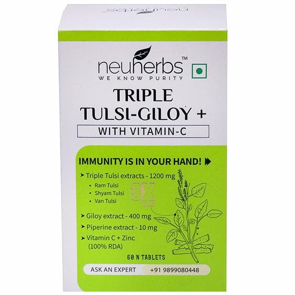 Neuherbs Triple Tulsi-Giloy+ With Vitamin-C 60 Tablets