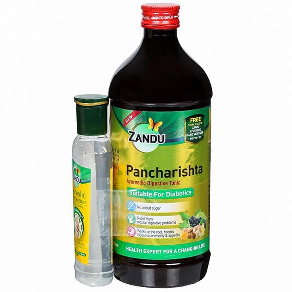 Zandu Pancharishta Ayurvedic Digestive Tonic Suitable for Diabetics (Free Zandu Hand Sanitizer100ml) 650 ml