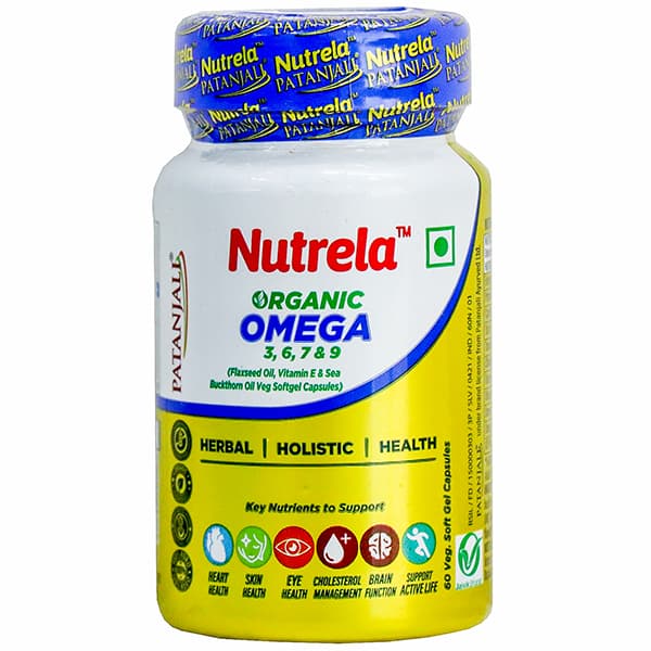 Patanjali Nutrela Organic Omega Veg Soft Gel 60 Capsules