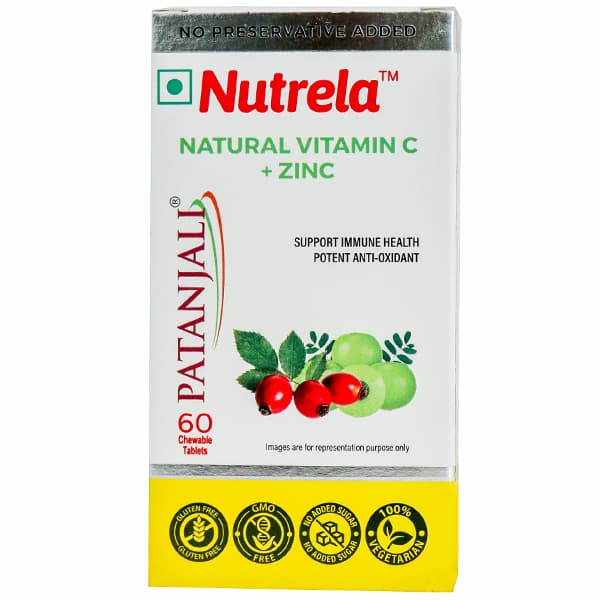 Patanjali Nutrela Natural Vitamin C + Zinc Chewable 60 Tablets