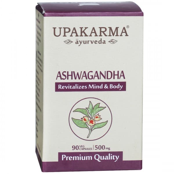 Upakarma Ayurveda Premium Quality Ashwagandha 500 mg Veg 90 Capsules