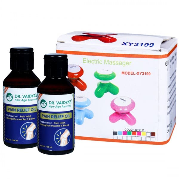 Dr.Vaidya's Pain Relief Oil (Free Mimo Electric Massager Model-XY3199) 2 x 100 ml