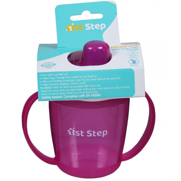 1st Step Spill Proof Cup with Dust Free Cover 6M+ ST-1156PK Pink & Purple 250 ml