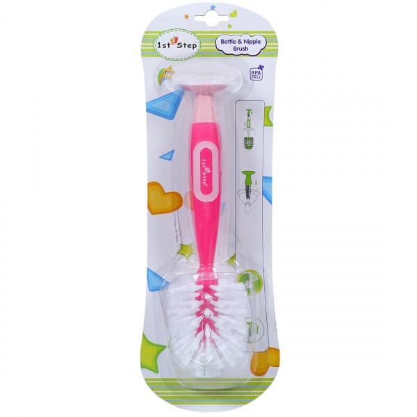 1st Step Bottle & Nipple Brush 0M+ ST-1140 Deep Pink & Light Pink