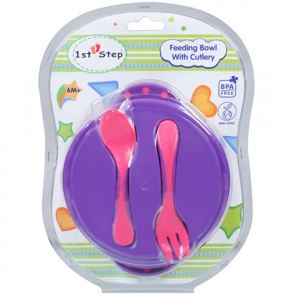 1st Step Feeding Bowl with Cutlery 6M+ ST-1146PK Pink & Violet
