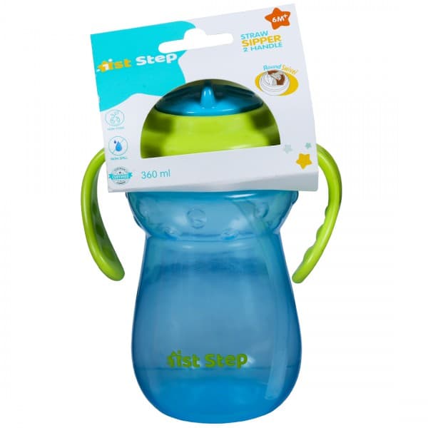 1st Step Straw Sipper 2 Handle 6M+ ST-1160BL Blue & Light Green 360 ml