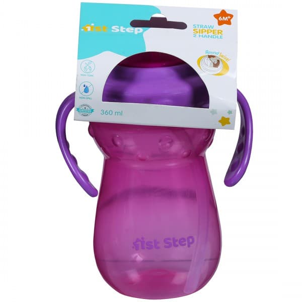 1st Step Straw Sipper 2 Handle 6M+ ST-1160PK Pink & Purple 360 ml