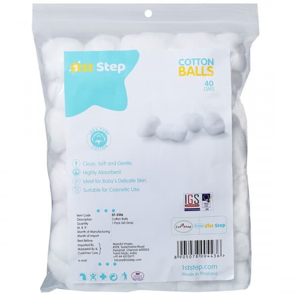 1st Step Cotton Balls ST-3106 White 40 g