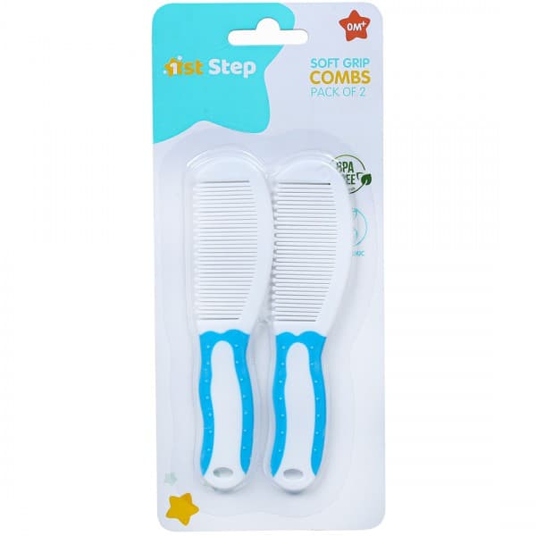 1st Step Soft Grip Combs 0M+ ST-1217BL Blue & White Pack Of 2