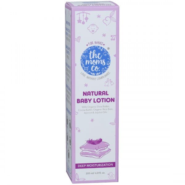 The Moms Co. Natural Baby Lotion with Organic Shea Butter, Cocoa Butter,Rice Bran,Apricot&JojobaOils 200 ml