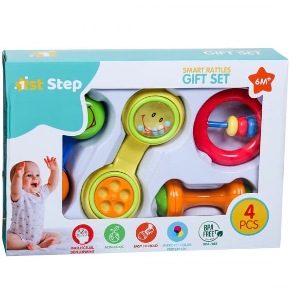 1st Step Smart Rattles Gift Set 6M+ ST-1412 Pack Of 4
