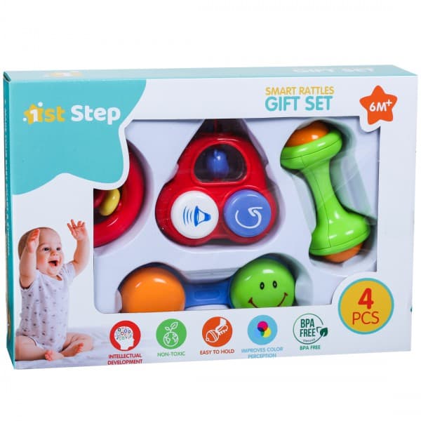 1st Step Smart Rattles Gift Set 6M+ ST-1413 Pack Of 4