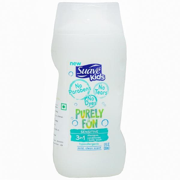 Suave Kids 3 in 1 Purely Fun Sensitive Shampoo + Conditioner + Body Wash 355 ml