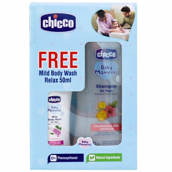 Chicco Baby Moments No Tears Shampoo 0+ month (Free Chicco Mild Body Wash Relax 50 ml) CH1119821 200 ml