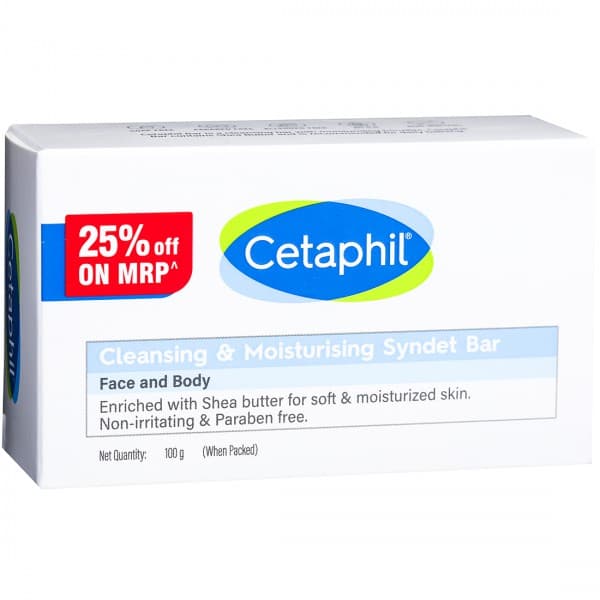 Cetaphil Cleansing & Moisturising Syndet Bar (25% off On MRP) 100 g