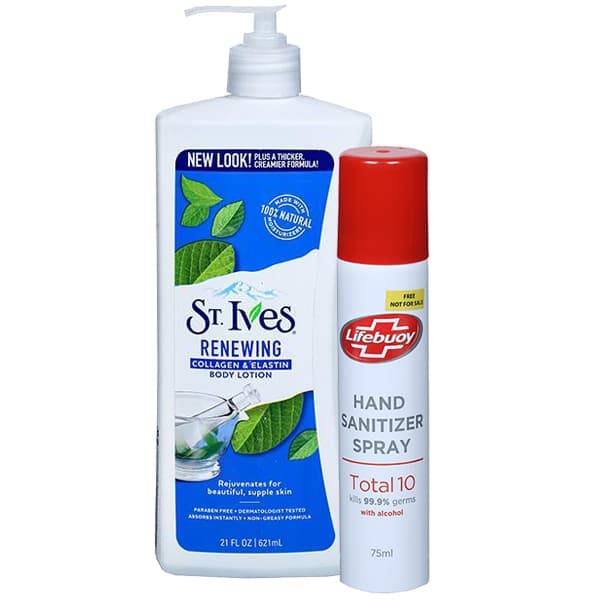 ST.Ives Renewing Collagen & Elastin Body Lotion (Free Lifebuoy Hand Sanitizer Spray 75 ml) 621 ml
