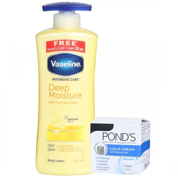 Vaseline Intensive Care Deep Moisture Body Lotion (Free Ponds Cold Cream 55 ml) 400 ml