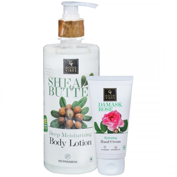 Good Vibes Shea Butter Deep Moisturizing Body Lotion (Free Good Vibes Damask Rose Hand Cream 50 g) 500 ml