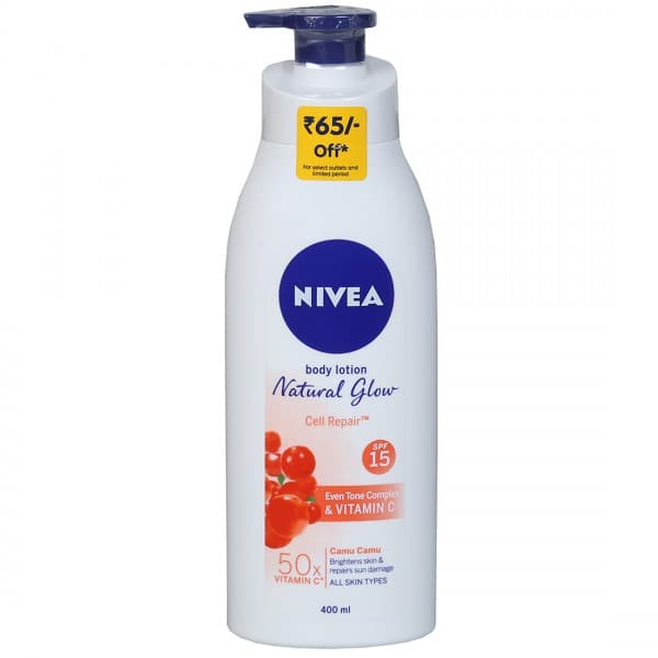 Nivea Natural Glow Cell Repair Spf 15 Even Tone & 50x Vitamin C Body Lotion (Rs 65 Off) 400 ml