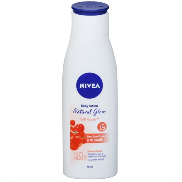 Nivea Natural Glow Cell Repair Spf 15 Even Tone & 50x Vitamin C Body Lotion 75 ml