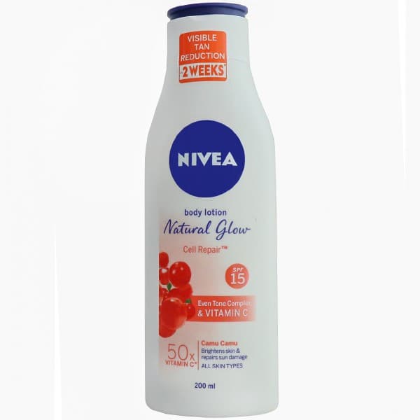 Nivea Natural Glow Cell Repair Spf 15 Even Tone & 50x Vitamin C Body Lotion 200 ml