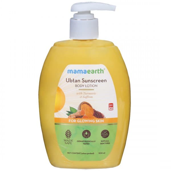 Mamaearth Ubtan Suncsreen Body Lotion with Turmeric & Saffron for Glowing Skin 300 ml