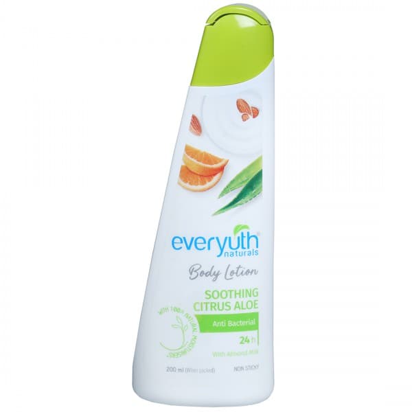 Everyuth Naturals Body Lotion Soothing Citrus Aloe Anti Bacterial 24h with Almond Milk 200 ml