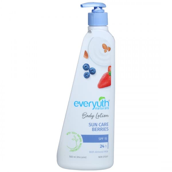 Everyuth Naturals Body Lotion Sun Care Berries Spf 15 24h with Almond Milk 500 ml