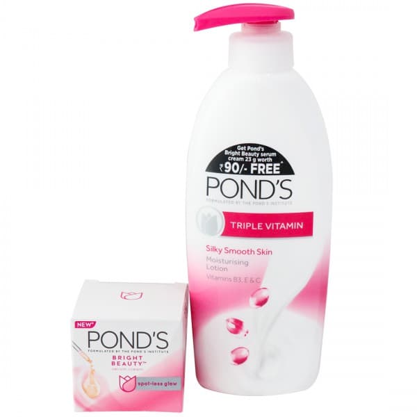 Ponds Triple Vitamin Moisturising Lotion (Free Bright Beauty Serum Cream 23 g) 275 ml