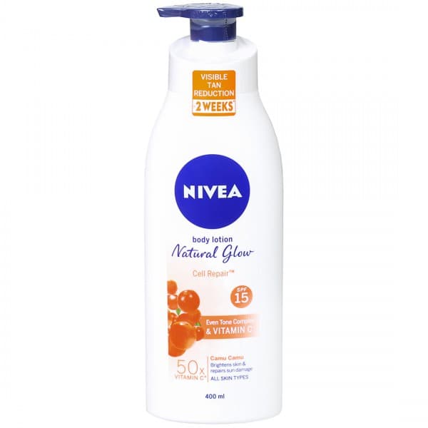 Nivea Natural Glow Cell Repair Spf 15 Even Tone & 50x Vitamin C Body Lotion 400 ml