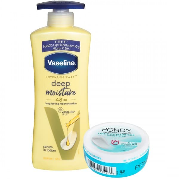 Vaseline Intensive Care Deep Moisture Serum in Lotion (Free Ponds Light Moisturiser 50 g) 400 ml