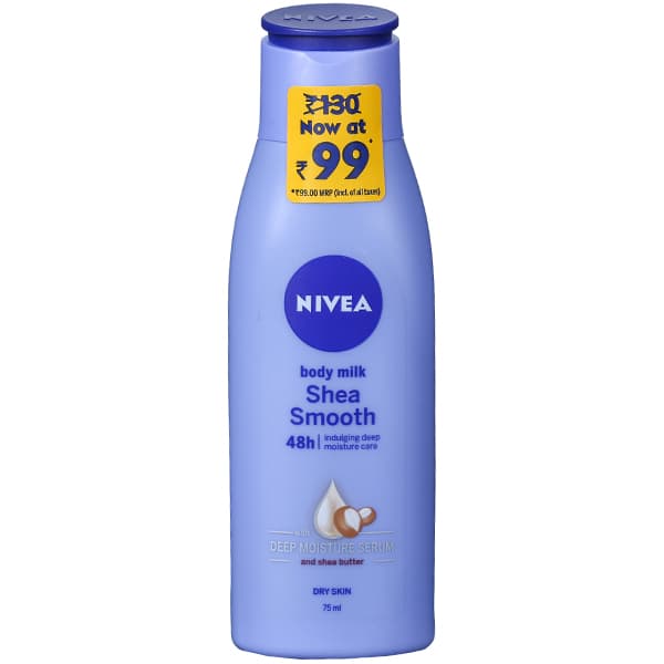 Nivea Shea Smooth Body Milk Dry Skin Body Lotion with Deep Moisture Serum (Save Rs 31) 75 ml