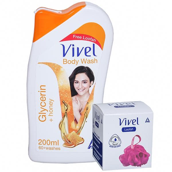 Vivel Glycerin + Honey Body Wash (Free Loofah) 200 ml