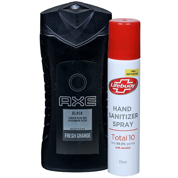 Axe Black Fresh Charge Body Wash (Free Lifebuoy Hand Sanitizer Spray 75 ml) 250 ml
