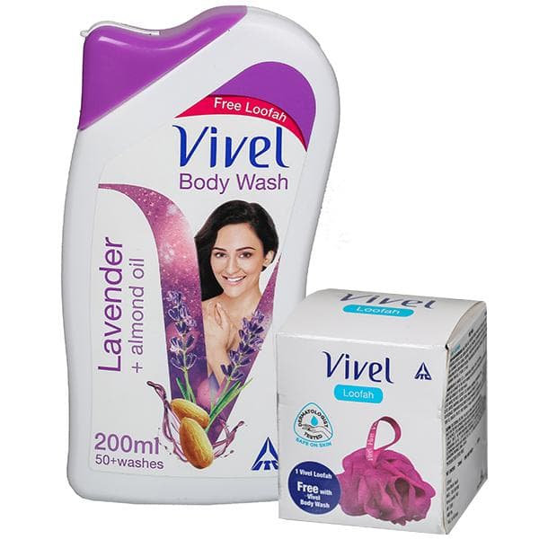 Vivel Lavender + Almond Oil Body Wash (Free Loofah) 200 ml