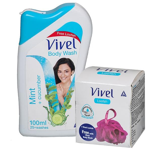 Vivel Mint + Cucumber Body Wash (Free Loofah) 100 ml