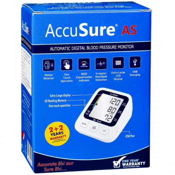 AccuSure AS Automatic Digital Blood Pressure Monitor 93 x 120 x 59 mm