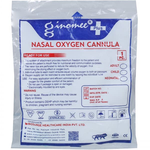 Ginomee Plus Nasal Oxygen Cannula Adult